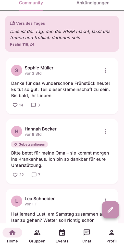 Screenshot: Community-Feed