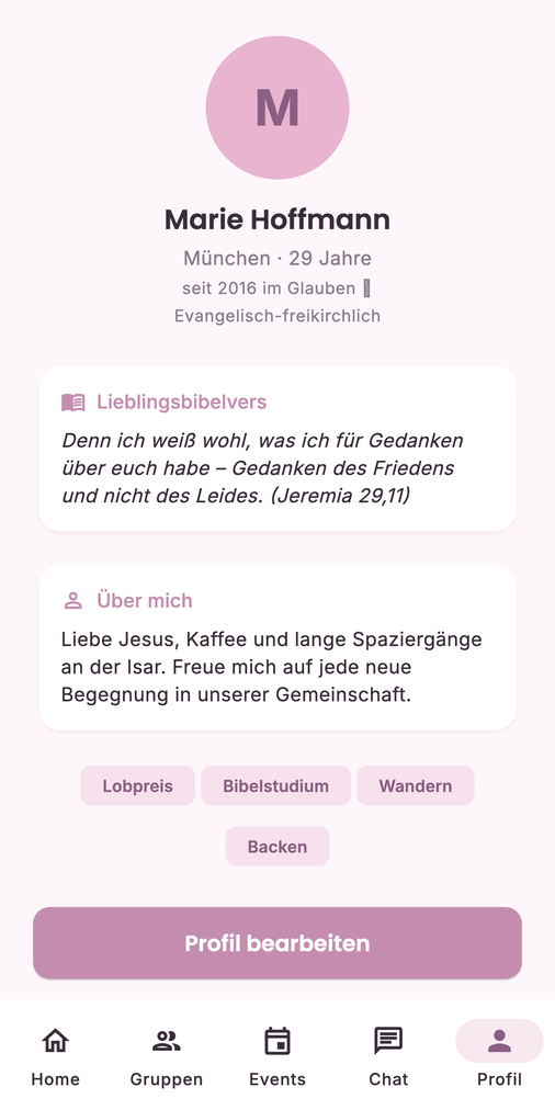 Screenshot: Dein Profil